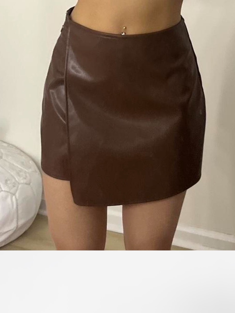NEW Brown Faux Leather Mini skort - Women's Stylish A-Line